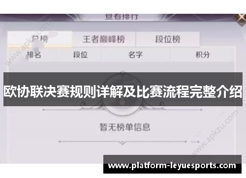 欧协联决赛规则详解及比赛流程完整介绍